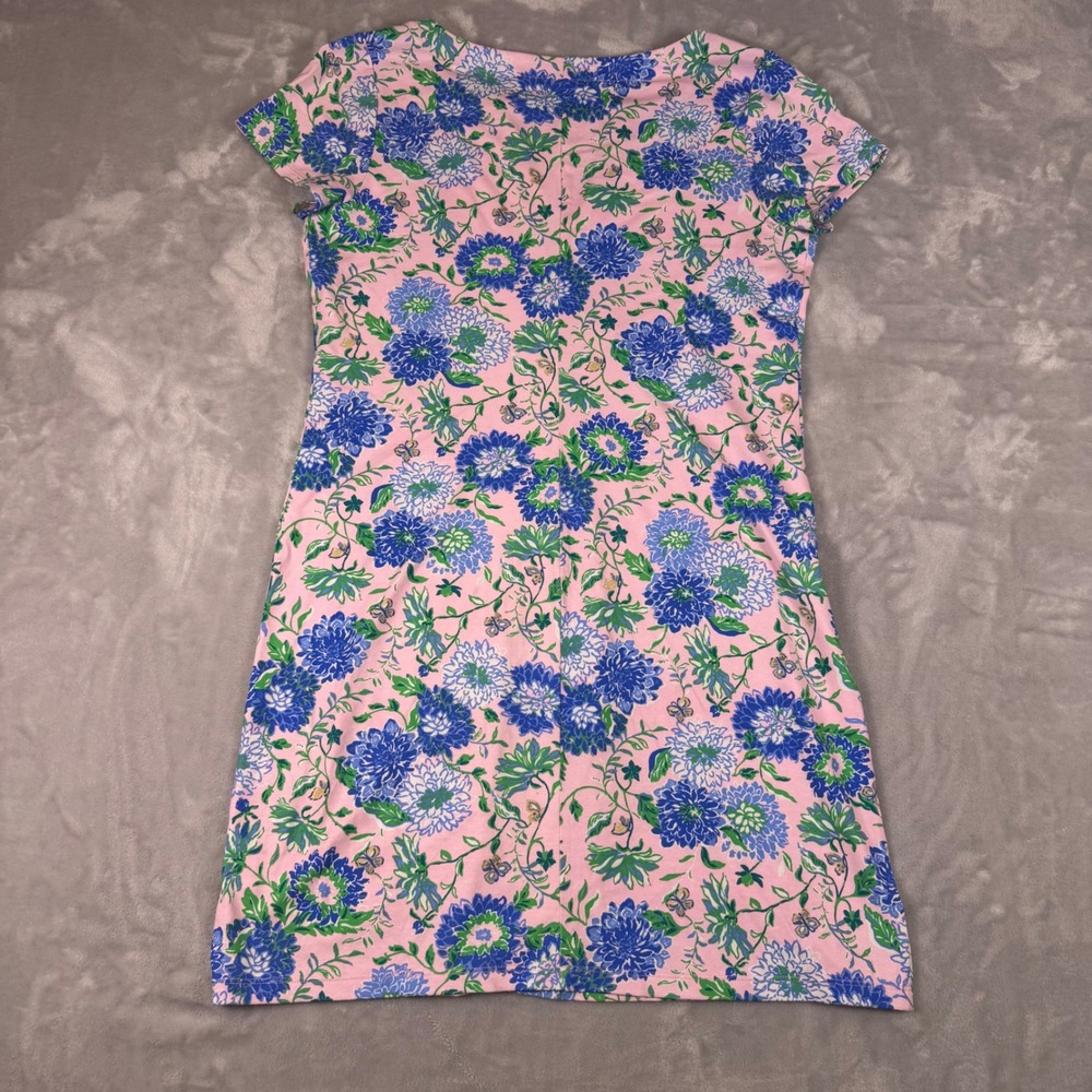 Lilly Pulitzer Sophiletta Shift Dress Womens L Pink Blue Floral Notched Neck - Picture 7 of 8